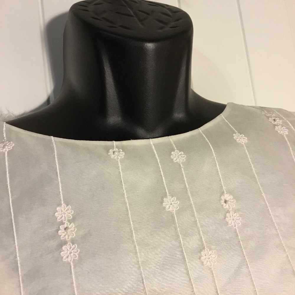 Talbots Sleeveless Top 100% Silk Beaded Ivory 12